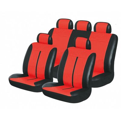 Чехлы на сиденья искусственная кожа «BUFFALO», чёрный/красный, универсальные, 10208