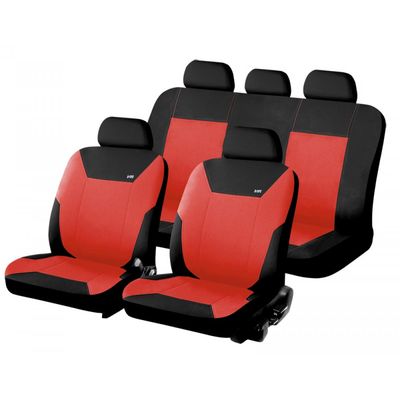 Чехлы на сиденья трикотаж «CORSAR», чёрный/красный, универсальные, 10320