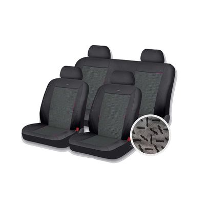 Чехлы на сиденья трикотаж «VOYAGE» Серый 10668, чёрный/серый, универсальные, 10668