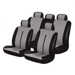 Чехлы на сиденья искусственная кожа «BUFFALO», чёрный/светло-серый, универсальные, 10040