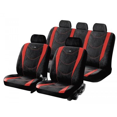 Чехлы на сиденья трикотаж «CRUISE», чёрный/красный/красный, универсальные, 10338