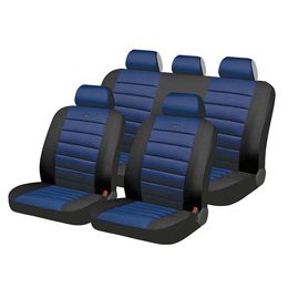 Чехлы на сиденья трикотаж «DIMLER», чёрный/синий, универсальные, 10652