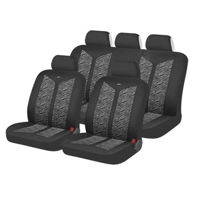 Чехлы на сиденья трикотаж «JACQUARD», чёрный/светло-серый, универсальные, 10426