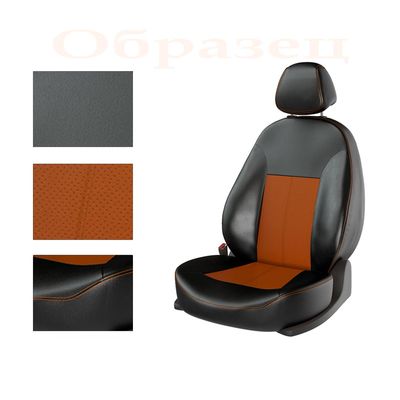 Авточехлы для FORD FIESTA 2015- SEDAN, чёрный/оранжевый/оранжевый