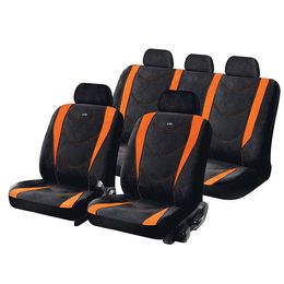 Чехлы на сиденья трикотаж «CRUISE», чёрный/оранжевый/оранжевый, универсальные, 10674