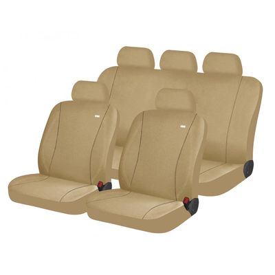 Чехлы на сиденья трикотаж «PARTNER», бежевый/чёрный, универсальные, 10921