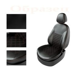 Авточехлы для CHEVROLET CRUZE 2009- СЕДАН, РОМБ, чёрный/чёрный/коричневый