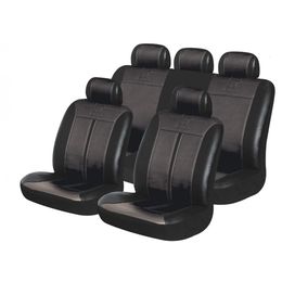 Чехлы на сиденья искусственная кожа «BUFFALO», чёрный/чёрный, универсальные, 10042