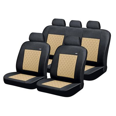 Чехлы на сиденья трикотаж «DOMINANT», чёрный/бежевый/бежевый, универсальные, 10504