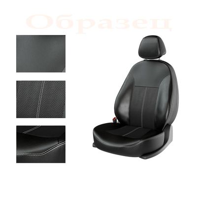 Авточехлы для NISSAN ALMERA 2013- задняя спинка сплошная, чёрный/чёрный/белый