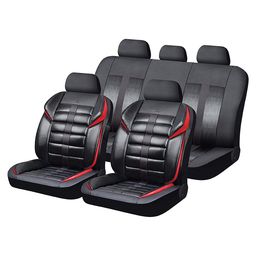 Чехлы на сиденья комбинированные «GTR PREMIUM», чёрный/красный/красный, универсальные, 10524