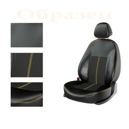 Авточехлы для HYUNDAI SOLARIS I 2010-2017 СЕДАН, задняя спинка раздельная, чёрный/чёрный/жёлтый
