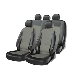 Чехлы на автомобильные сиденья ATOM COMFORT комплект, экокожа/жаккард, чёрный, серый, серый