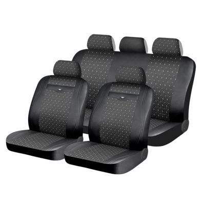 Чехлы на сиденья искусственная кожа/жаккард «MARSHAL PREMIUM», чёрный/серый, универсальные, 10517