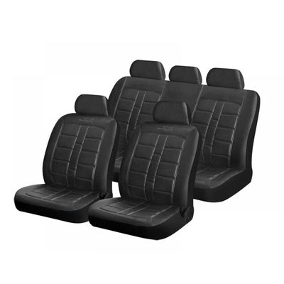 Чехлы на сиденья искусственная кожа «RODEO» Черный 10363, чёрный/чёрный, универсальные, 10363