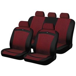 Чехлы на сиденья трикотаж «CARBON», чёрный/красный, универсальные, 10501