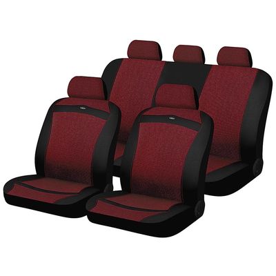 Чехлы на сиденья трикотаж «CARBON», чёрный/красный, универсальные, 10501