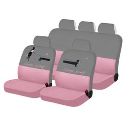 Чехлы на сиденья трикотаж «LOVE PINK LOVELY DOG», розовый/декоративная вышивка, универсальные, 10486