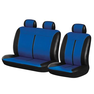 Чехлы на сиденья искусственная кожа «BUFFALO VAN», чёрный/синий, универсальные, 10494