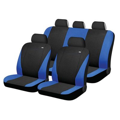 Чехлы на сиденья искусственная кожа/жаккард «CORD», синий/чёрный, универсальные, 10527