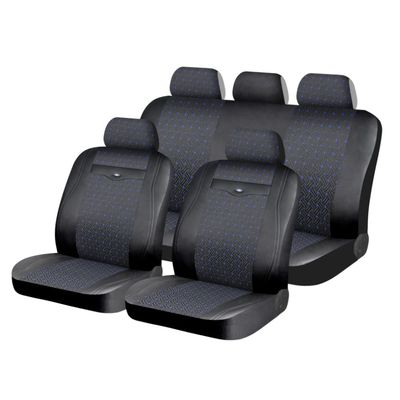 Чехлы на сиденья искусственная кожа/жаккард «MARSHAL PREMIUM», чёрный/синий, универсальные, 10518