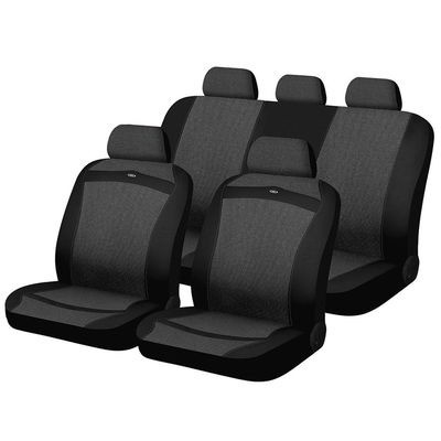 Чехлы на сиденья трикотаж «CARBON», чёрный/серый, универсальные, 10503