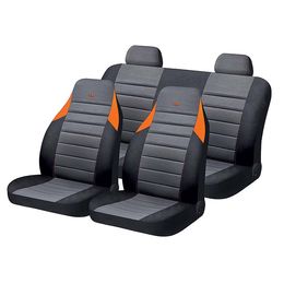 Чехлы на сиденья трикотаж «MATRIX», чёрный/серый/оранжевый, универсальные, 10542