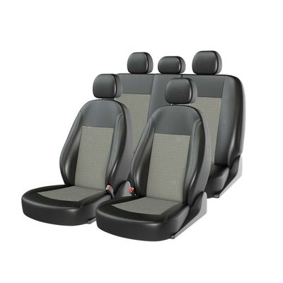 Чехлы на автомобильные сиденья ATOM ZAMSHA комплект, экокожа/замша, чёрный, серый, серый