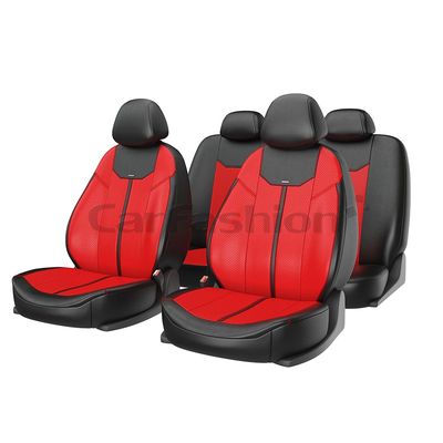 Чехлы на автомобильные сиденья MUSTANG комплект, экокожа, красный, чёрный, красный