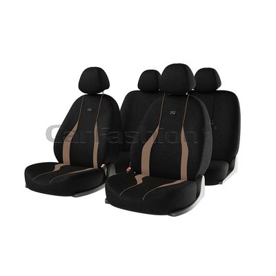 Чехлы на автомобильные сиденья NEON комплект, шёлковый полиэстер, бежевый, чёрный, бежевый