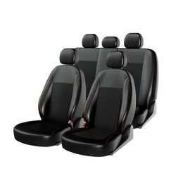 Чехлы на автомобильные сиденья ATOM LEATHER комплект, экокожа, чёрный, чёрный, оранжевый
