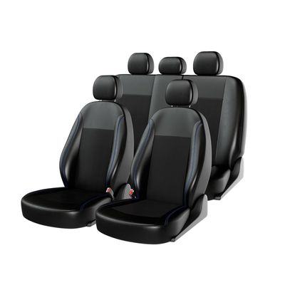 Чехлы на автомобильные сиденья ATOM LEATHER комплект, экокожа, чёрный, чёрный, синий