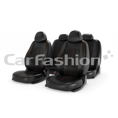 Чехлы на автомобильные сиденья RANGER комплект, экокожа, чёрный, чёрный, оранжевый