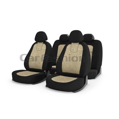 Чехлы на автомобильные сиденья COLOMBO комплект, алькантара, бежевый, чёрный, бежевый