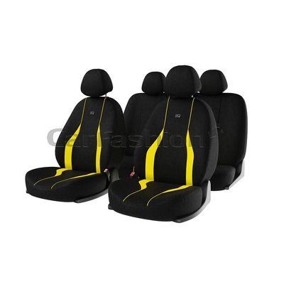 Чехлы на автомобильные сиденья NEON комплект, шёлковый полиэстер, жёлтый, чёрный, жёлтый