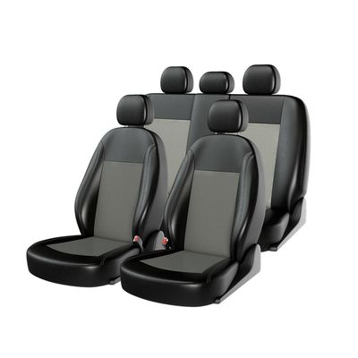 Чехлы на автомобильные сиденья ATOM LEATHER комплект, экокожа, чёрный, серый, серый