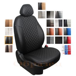 Чехлы на сиденья RENAULT DUSTER SANDERO 2011-2014 из экокожи вставка ромб, задняя спинка сплошная