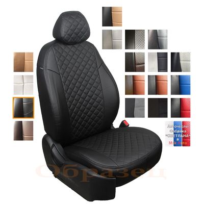 Чехлы на сиденья TOYOTA LAND CRUISER PRADO 120 2002-2009 из экокожи вставка ромб, левый руль