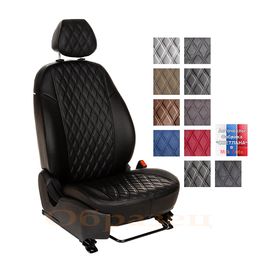Чехлы на сиденья SKODA RAPID 2014- VW POLO 2020- из экокожи вставка 3D ромб, 40/60 задняя спинка раздельная