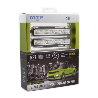 Светодиодные дневные ходовые огни MTF Light серия "CITY" 12В, 14Вт, 6000К, E4, ECE R87, комплект