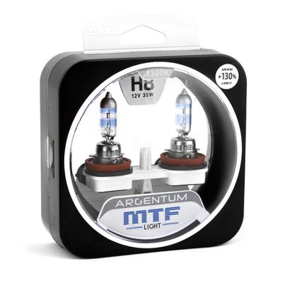 Галогенные автолампы MTF Light серия ARGENTUM +130% H8, 12V, 35W, комплект
