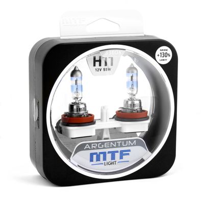 Галогенные автолампы MTF Light серия ARGENTUM +130% H11, 12V, 55W, комплект