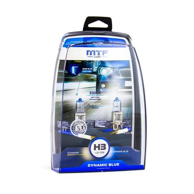 Галогенные автолампы MTF Light серия DYNAMIC BLUE H3, 12V, 55W, комплект