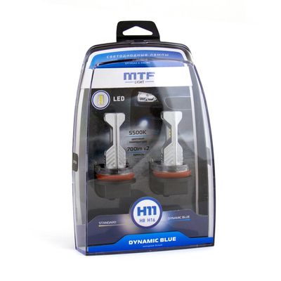 Светодиодные автолампы MTF Light, серия DYNAMIC BLUE LED H8/H11/H16, 5500K, комплект