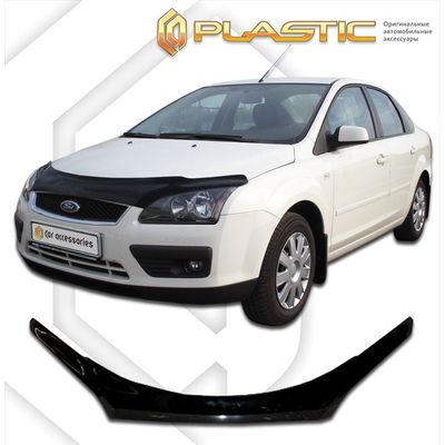 Дефлектор капота (Мухобойка) на FORD FOCUS II CB4 ХЭТЧБЕК 2005-2008, отбойник на капот (exclusive)