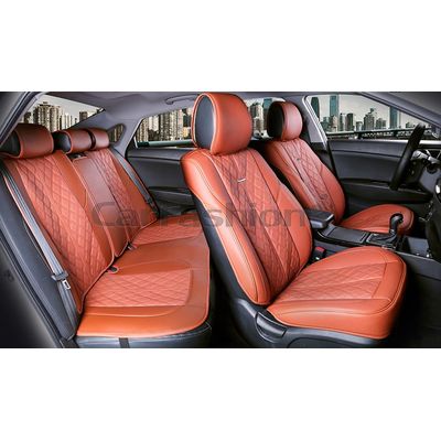 Каркасные накидки 3D на сиденья автомобиля BALATON PLUS комплект, экокожа, коричневый