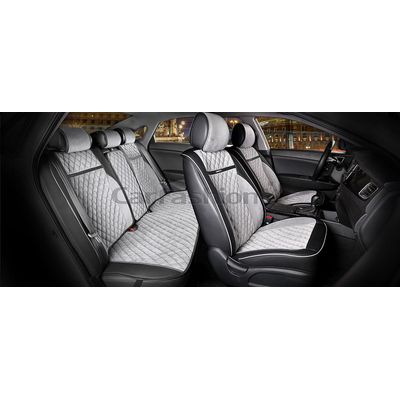 Каркасные накидки 3D на сиденья автомобиля BARCELONA PLUS комплект, велюр, чёрный, серый, чёрный, серый