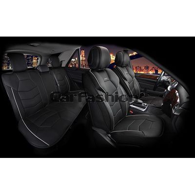 Каркасные накидки 3D на сиденья автомобиля SAMURAI PLUS комплект, экокожа/нубук, серый, чёрный, чёрный
