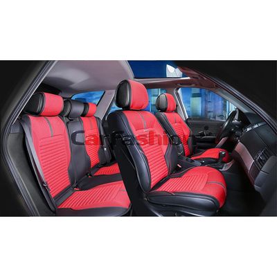 Каркасные накидки 3D на сиденья автомобиля SECTOR PLUS комплект, экокожа/твид, чёрный, красный, чёрный Каркасные накидки 3D на сиденья автомобиля SECTOR PLUS комплект, экокожа/твид, чёрный, красный, чёрный