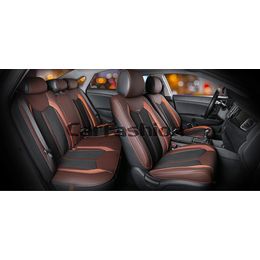 Каркасные накидки 3D на сиденья автомобиля URBAN PLUS комплект, экокожа/твид, коричневый, чёрный, светло-коричневый